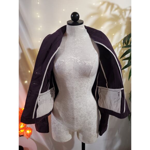 Ann Taylor LOFT Womens Purple Button Twill Blazer Jacket Size 4 Utility Cargo - Picture 7 of 12